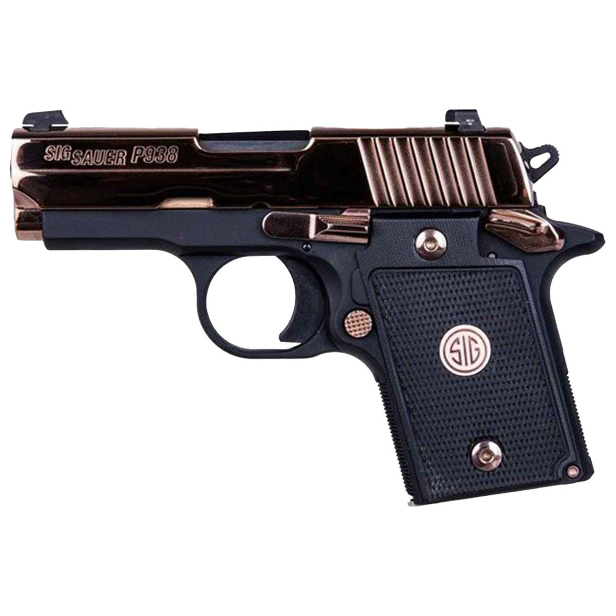sig sauer p938 9mm luger 3in rose gold pvdblack pistol 61 rounds 1620126 1