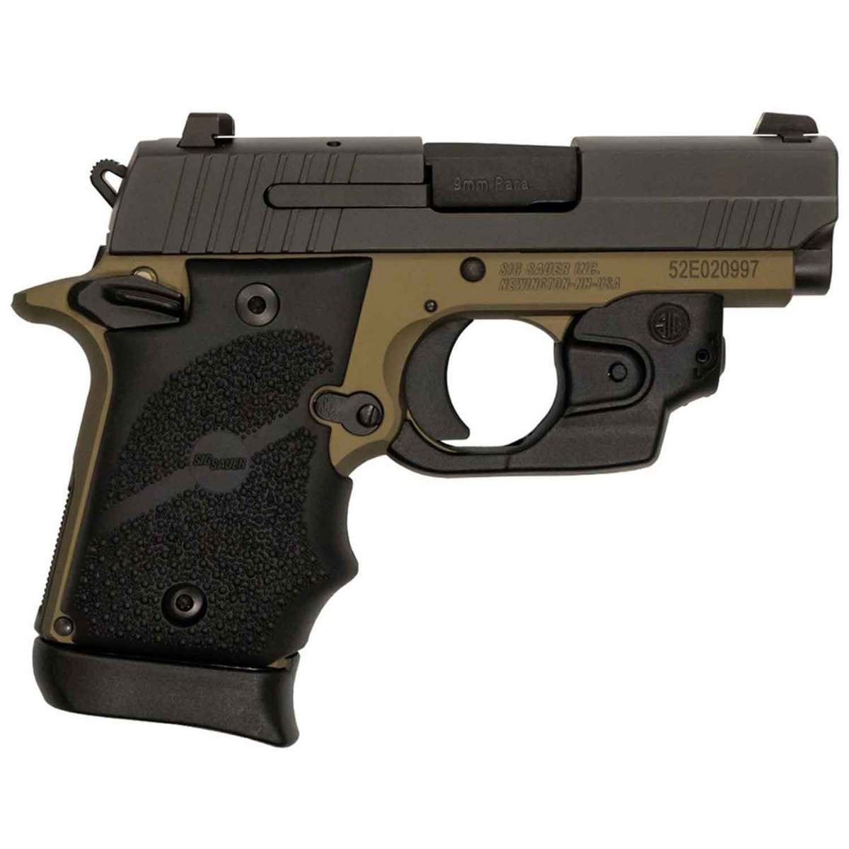 sig sauer p938 with lima 38 laser module 9mm luger 3in fdeblack pistol 71 rounds 1638525 1